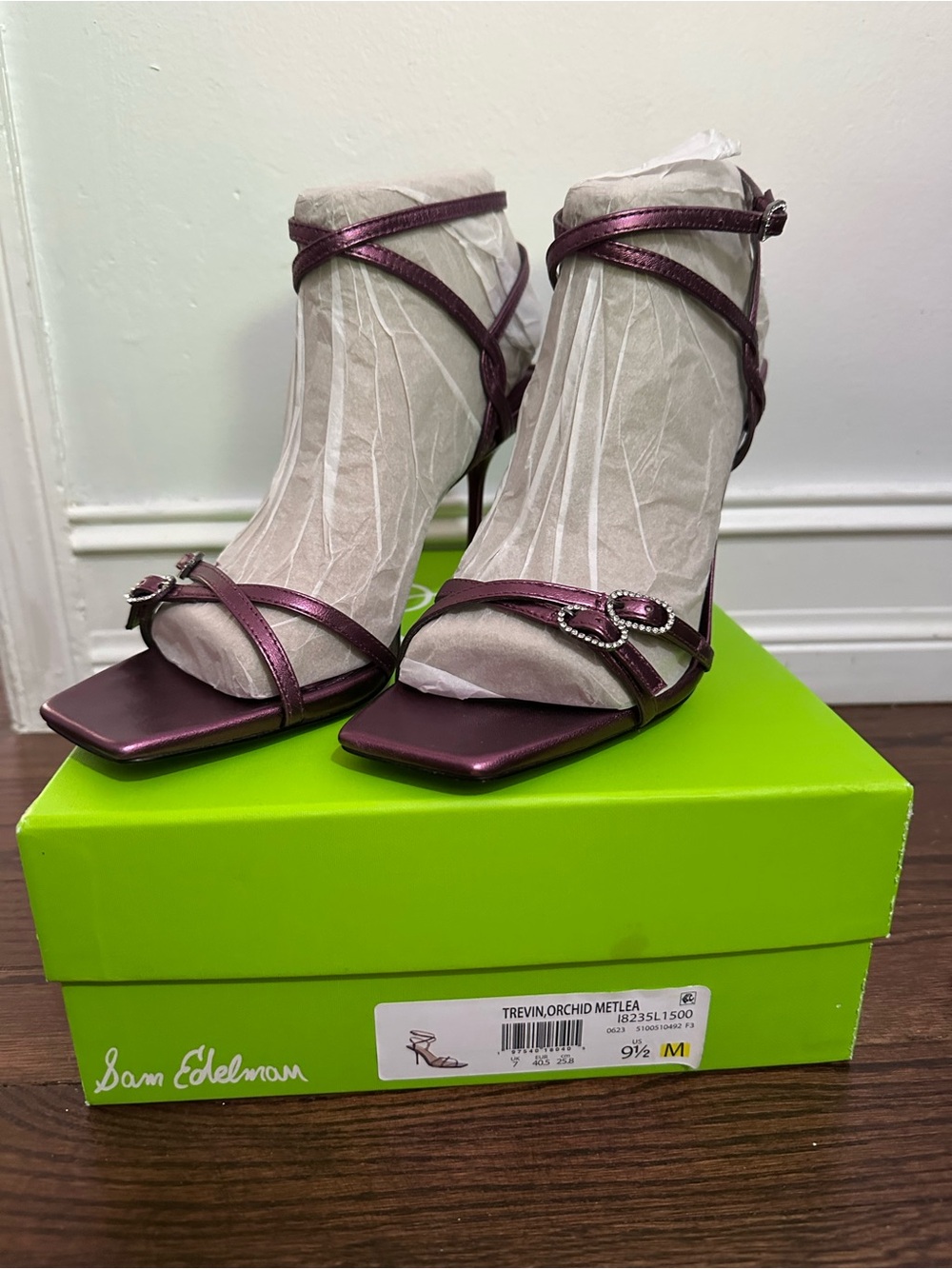 Sam Edelman Strappy Heeled Sandals in Orchid Metallic - Worn Once